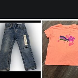 $19 New Cat&Jack Skinny distressed Recto Jeans 3T/XS top 128 m/K3 jeans